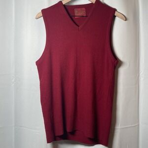 Vintage Sears Kings Road Sweater Vest Mens Tall M Red Orlon Acrylic Pullover 70s